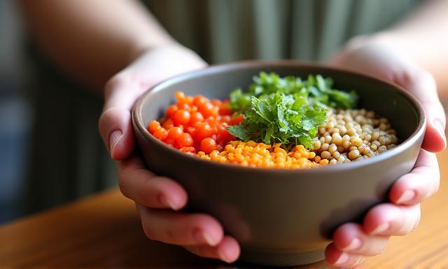 Person enjoying a mindful meal