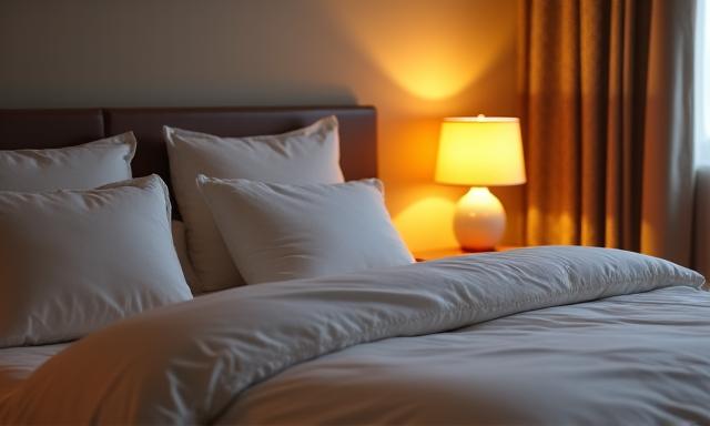Cozy bedroom with soft lighting